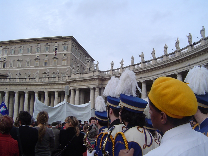 Rome New Year's Parade - band below Papal apartment window